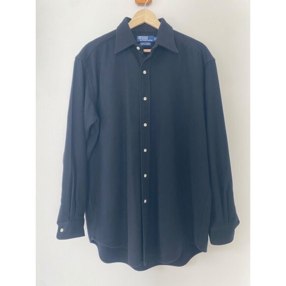 Vintage Polo by Ralph Lauren Lowell Sport 100% Cashmere Shirt Black - Picture 1 of 9